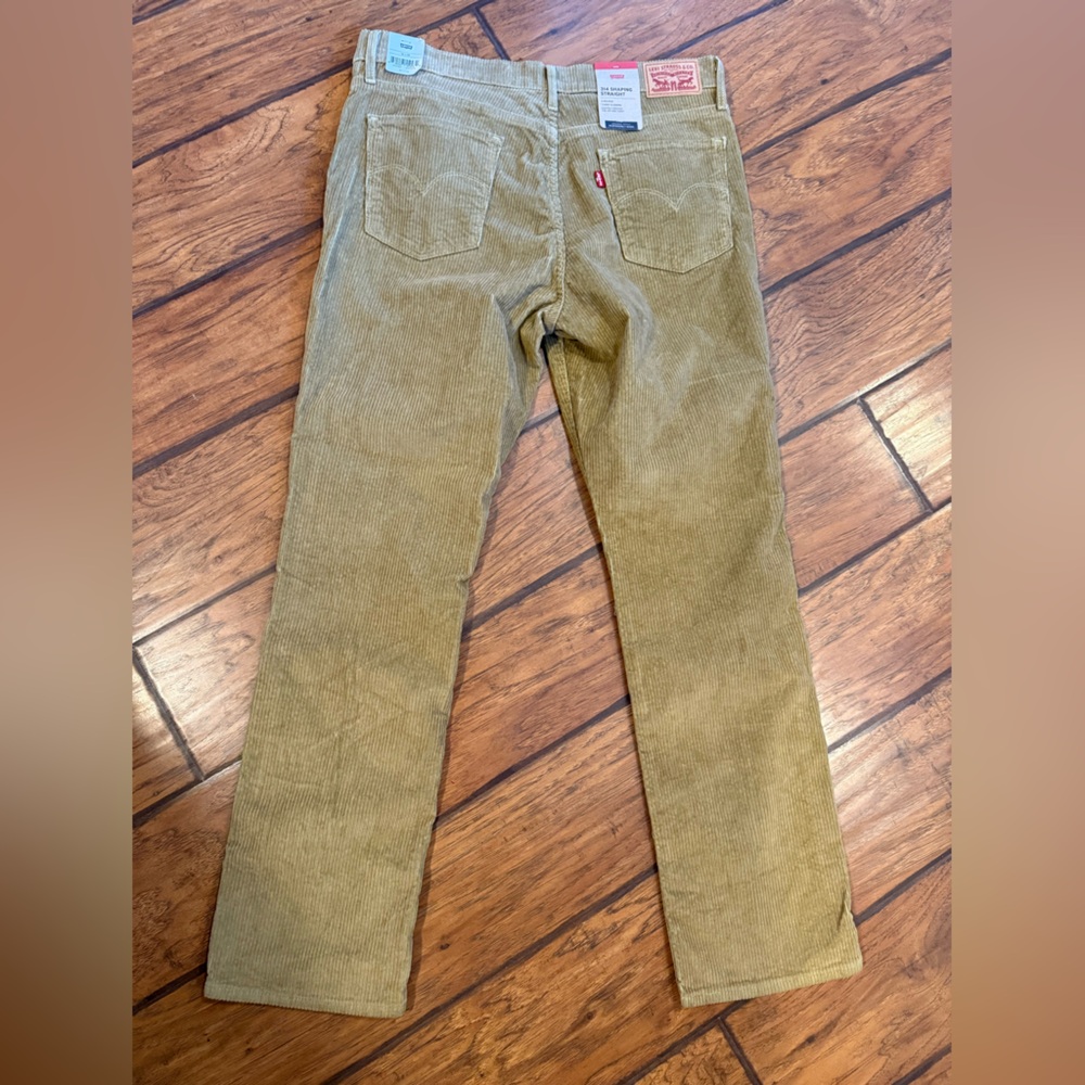 Levis 314 Shaping Straight Corduroy Pants Womens 32x30 tan brown Mid Rise NWT